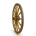 Antique Wagon Wheel On White Background Isolated. 3D Illustration Royalty Free Stock Photo