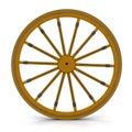 Antique Wagon Wheel On White Background Isolated. 3D Illustration Royalty Free Stock Photo