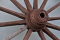 Antique wagon wheels made of wood Royalty Free Stock Photo