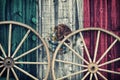 Antique Wagon Wheels with Mexico flag Royalty Free Stock Photo