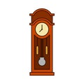 antique wall clock with filled outline style. showing seven o\' clock. vector illustration.