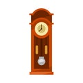 antique wall clock in flat design style. showing seven o\' clock. vector illustration.