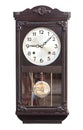 Antique wall clock isolated on white Royalty Free Stock Photo