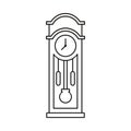 antique wall clock with outline style. showing seven o\' clock. vector illustration.