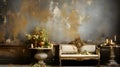 Antique wallpaper design inspired by the French royal court of the 1700\'s. Weathered and faded inspiration