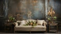 Antique wallpaper design inspired by the French royal court of the 1700\'s. Weathered and faded inspiration