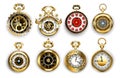 Antique watch collection on white background