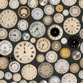 Antique Watch Faces Repeating Background