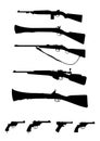 Antique Weapons Guns and Rifles Vector Illustration Royalty Free Stock Photo