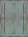 Antique, weathered, door panel with dirty dusty blue paint finishl Royalty Free Stock Photo