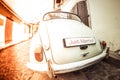 Antique wedding car with just married sign Royalty Free Stock Photo