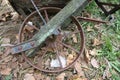 Antique Wheelbarrow Wheel Royalty Free Stock Photo