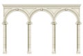 Antique white colonnade with Ionic columns