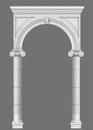 Antique white colonnade with Ionic columns