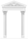 Antique white colonnade with old Ionic columns