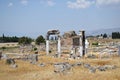 Antique white columns in pamukkale