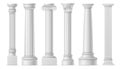 Antique white columns. Roman historical stone pillars, marble pillar ancient greece architecture, classic column art Royalty Free Stock Photo