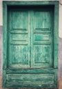Antique window with green wooden shutter Royalty Free Stock Photo