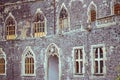 Antique windows Grodziec Castle in the Silesian Region of Poland, Europe.