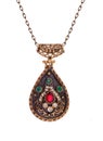 Antique Women's Necklace with tulip figures inside and decorated with precious stones