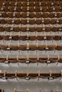 Antique Wood Auditorium Seats Above View From Behind