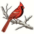 Antique Woodcut Engraving Of Cardinal: Dark Academia Vintage Halloween Clipart