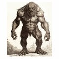 Antique Woodcut Engraving Of A Charming Monster