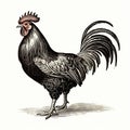 Vintage Woodcut Engraving Of Chicken: Dark Academia Halloween Clipart