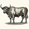 Vintage Graphic Design: Silver Bull With Armor