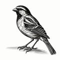 Vintage Woodcut Engraving Of Sparrow: Dark Academia Halloween Clipart
