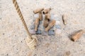 Antique wooden bowling set