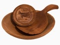 Antique Wooden Butter Stamp, Scoop and Bowl