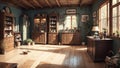 Antique Wooden Cabinet in a Cozy Thrift Shop.AI Generated