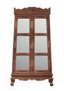 Antique wooden cabinet with glass doors isolated on white Royalty Free Stock Photo