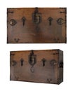 Antique wooden chest isolated on white background Royalty Free Stock Photo