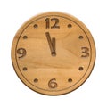 Antique wooden clock face on the white background Royalty Free Stock Photo