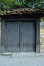 Antique wooden closed door, historic concept