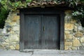 Antique wooden closed door, historic concept