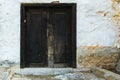 Antique wooden closed door, historic concept