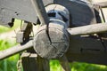 Antique wooden device for lifting a heavy load, a detail of the handle