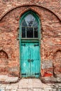 Antique wooden door of the entrance to mosque Royalty Free Stock Photo