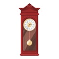 Antique wooden grandfather pendulum clock vector isometric illustration