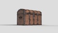 antique wooden and iron treasure chest in the white setting, right view Royalty Free Stock Photo