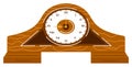 Antique wooden mantel clock with Roman numerals. Classic tabletop clock design. Timekeeping emblem antique object vector