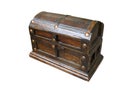 Antique wooden old chest on white background Royalty Free Stock Photo