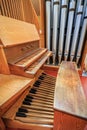 Antique wooden organ in church designed by Frank L Wright Royalty Free Stock Photo