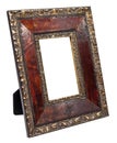 Antique wooden photo frame isolated on white background Royalty Free Stock Photo