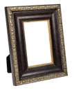 Antique wooden photo frame isolated on white background Royalty Free Stock Photo