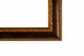Antique wooden picture frame on white bsckground. Part of old rustic wooden frame Royalty Free Stock Photo