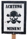 Vintage German Warning Sign on a White Background